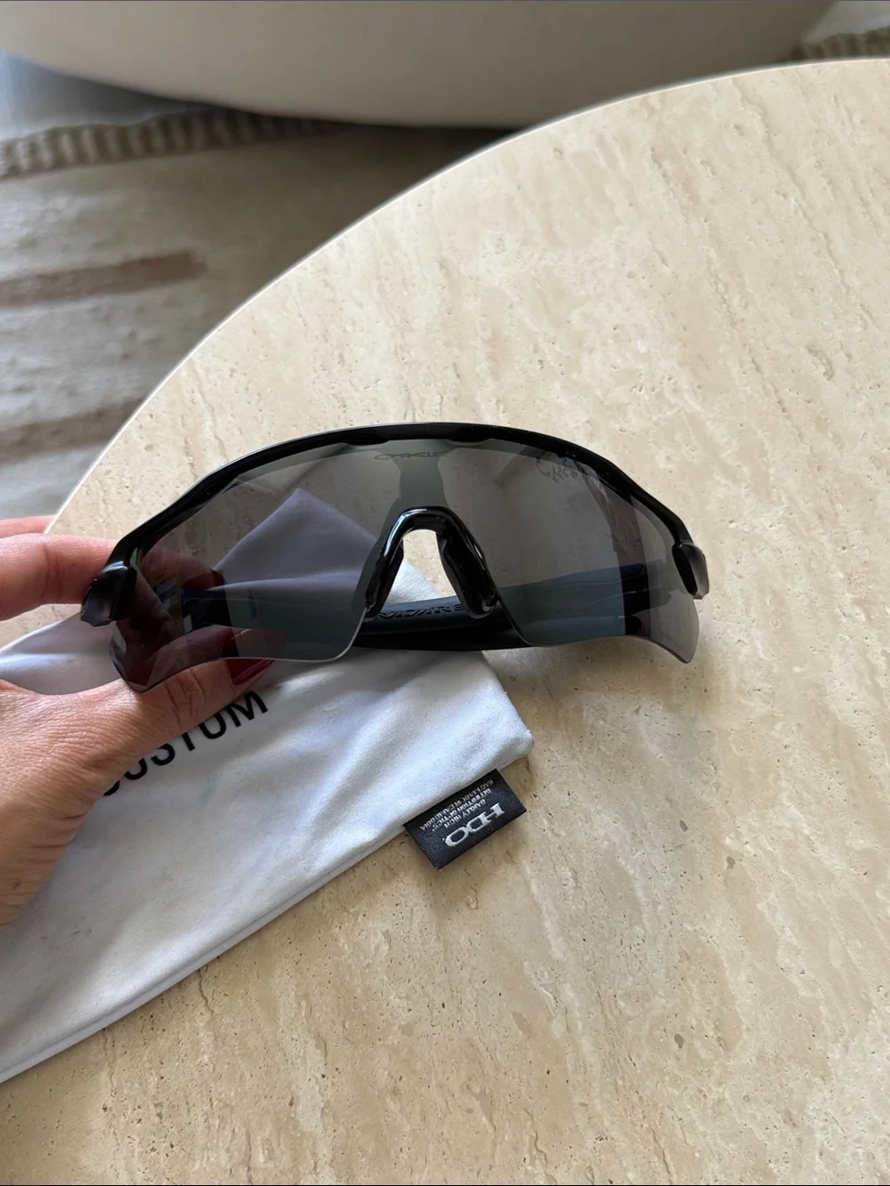 Oakley Black Wraparound Sunglasses with Dark Smoke Lenses
